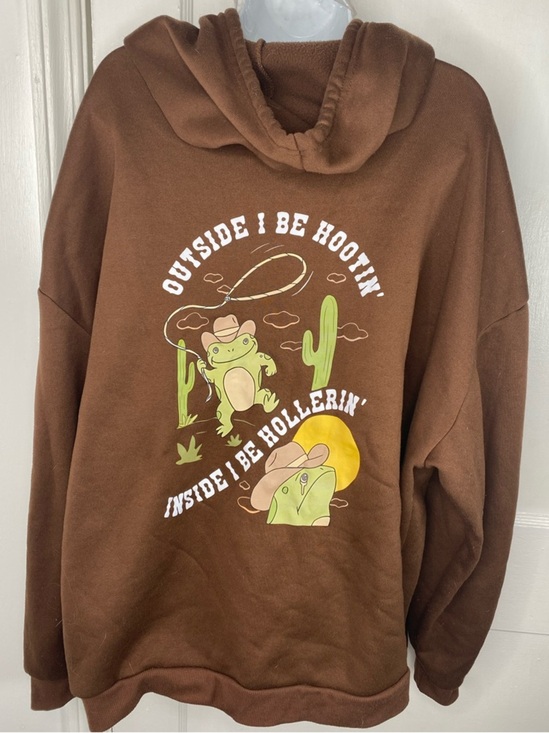 Tops - Brown Frog Western Graphic Sweatshirt Hoodie